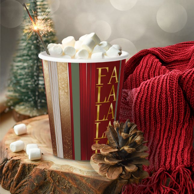 Gobelets En Papier Red Christmas Fa La La Motif#27 ID1009 (Créateur téléchargé)