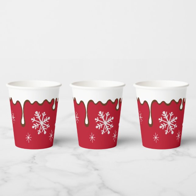 Gobelets En Papier Red Christmas Snowflakes Party Boire des tasses de (Multi)
