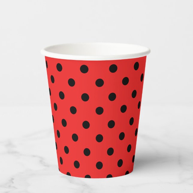 Gobelets En Papier Red et Black Ladybug Patch Anniversaire (Recto)