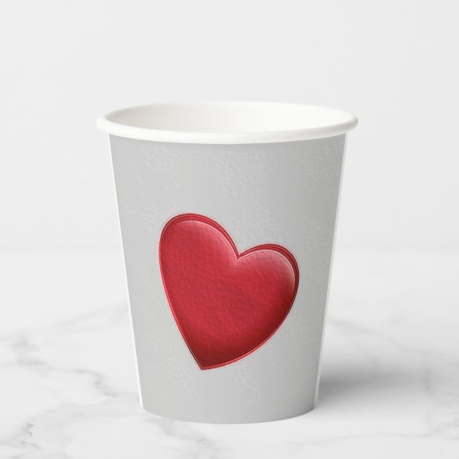 Gobelets En Papier Red Heart Grey Mariage d'amour tendance (Recto)