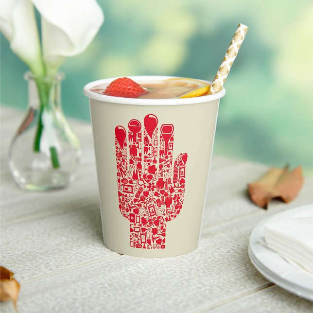 Gobelets En Papier Red Medical Hand Symbol Healthcare (Créateur téléchargé)
