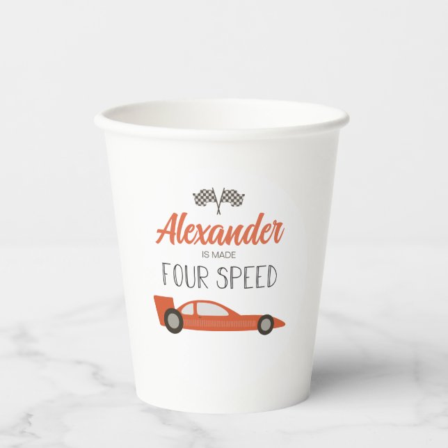 Gobelets En Papier Red Race Car 4E Coupes de papier Anniversaire (Recto)
