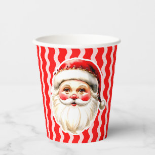 Gobelets En Papier Red Retro Santa Claus Red Ric Rac Noël