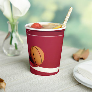 Gobelets En Papier Red Sports Birday Party Court & Basketball