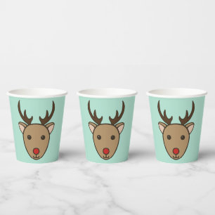 Gobelets En Papier Reindeer Christmas Holiday Café tasses en papier