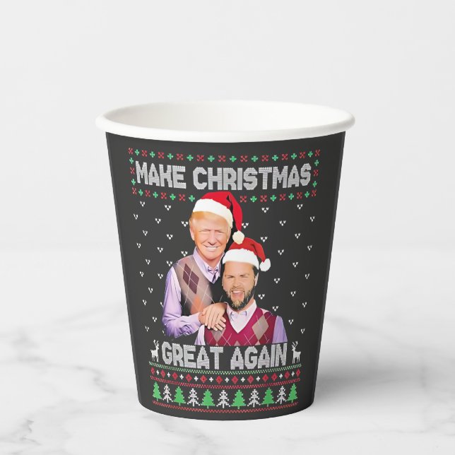 Gobelets En Papier Rendre Noël grand à nouveau Trump Vance Noël (Recto)
