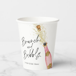 Gobelets En Papier Repas de midi rose et bridal Shower pétillant