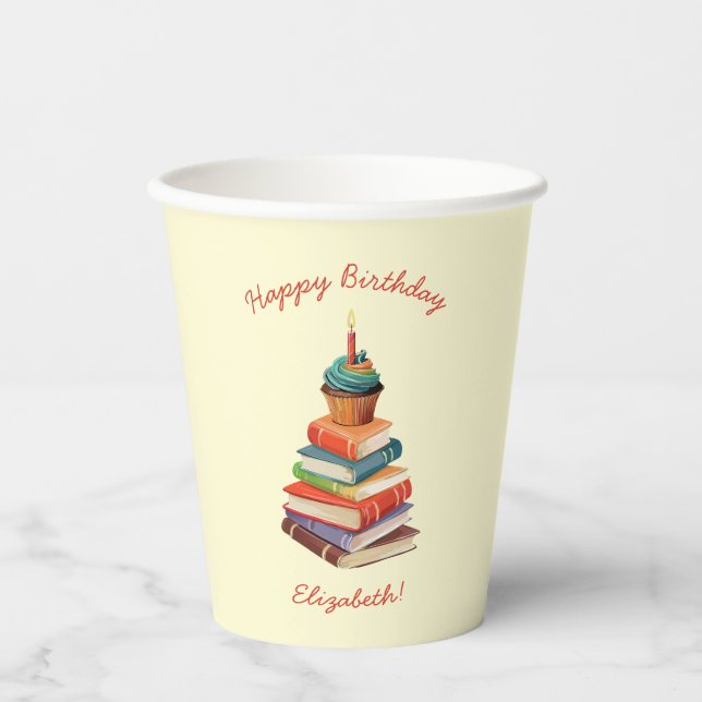 Gobelets En Papier Réserver Anniversaire Enfants Lecture (Recto)