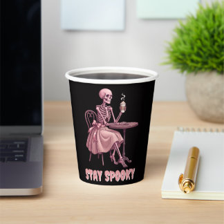 Gobelets En Papier Restez Coquette Café Rose Fille Squelette Spooky 