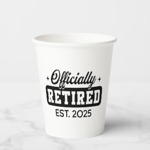 Gobelets En Papier Retraite officielle vintage 2025 Drôle retraite