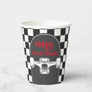 Gobelets En Papier Retro Black Check Skateboard Anniversaire