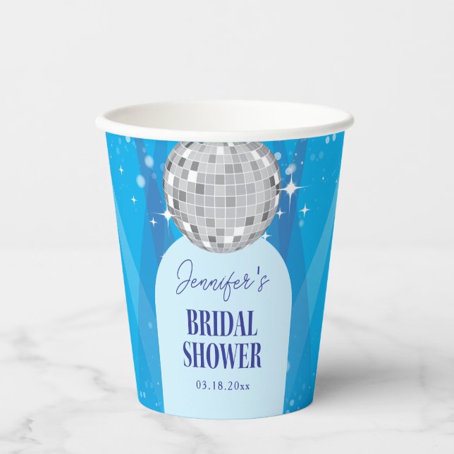 Gobelets En Papier Retro Blue 70s Disco Dancing Queen Bridal Shower (Recto)