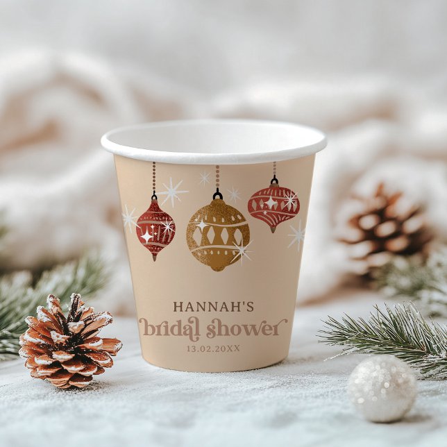 Gobelets En Papier Retro Boho Noël Bauble Ornement Fête des mariées (Créateur téléchargé)