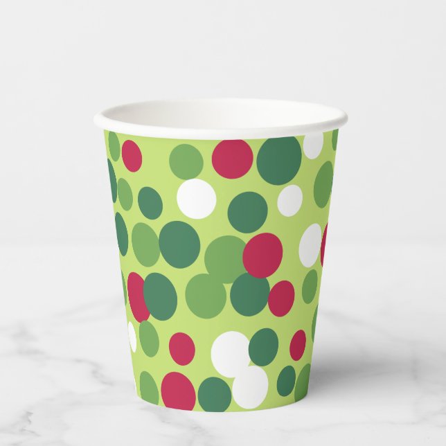 Gobelets En Papier Retro Christmas Dots Café Party Boisson (Recto)