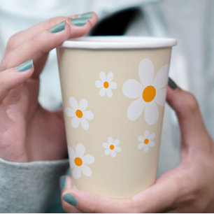 Gobelets En Papier Retro Daisy Super douche nuptiale