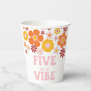 Gobelets En Papier Retro Floral Five est une ambiance 5ème anniversai