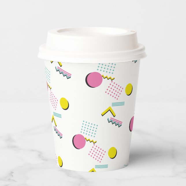 Gobelets En Papier Retro Memphis Motif des années 90 Theme Party (Recto)