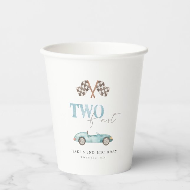 Gobelets En Papier Retro Race Car Coupes de papier Anniversaire (Recto)