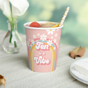 Gobelets En Papier Retro Rainbow ten est un Vibe Super 10e anniversai