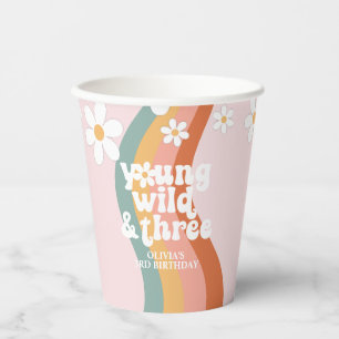 Gobelets En Papier Retro Rainbow Young Wild Three Daisy
