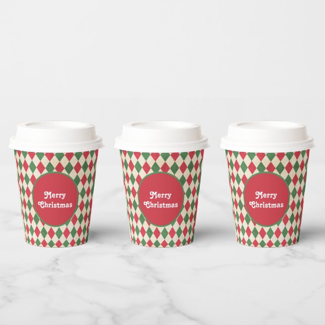 Gobelets En Papier Retro Red Green Harlequin (Multi)