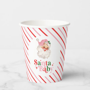 Gobelets En Papier Retro Rose Santa Baby bébé fête de Noël