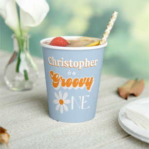 Gobelets En Papier Retro Super One Boys 1er Anniversaire