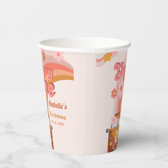 Gobelets En Papier Retro Super une marguerite fête d'anniversaire (Droite)