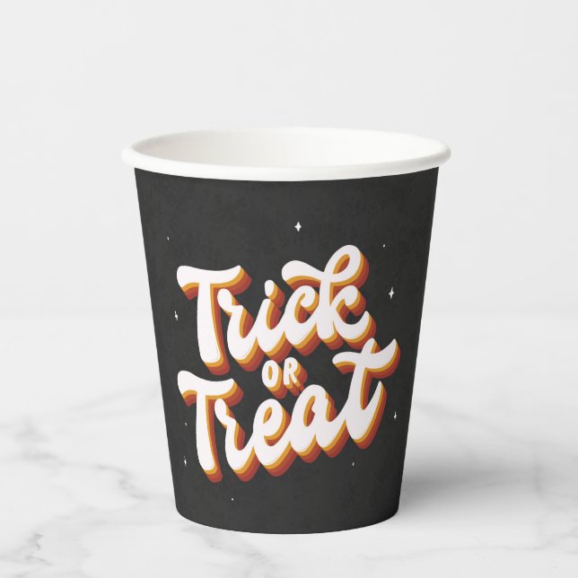 Gobelets En Papier Retro Trick ou Treat (Recto)