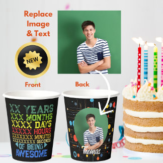 Gobelets En Papier Retro Vintage années personnalisées Jours Annivers