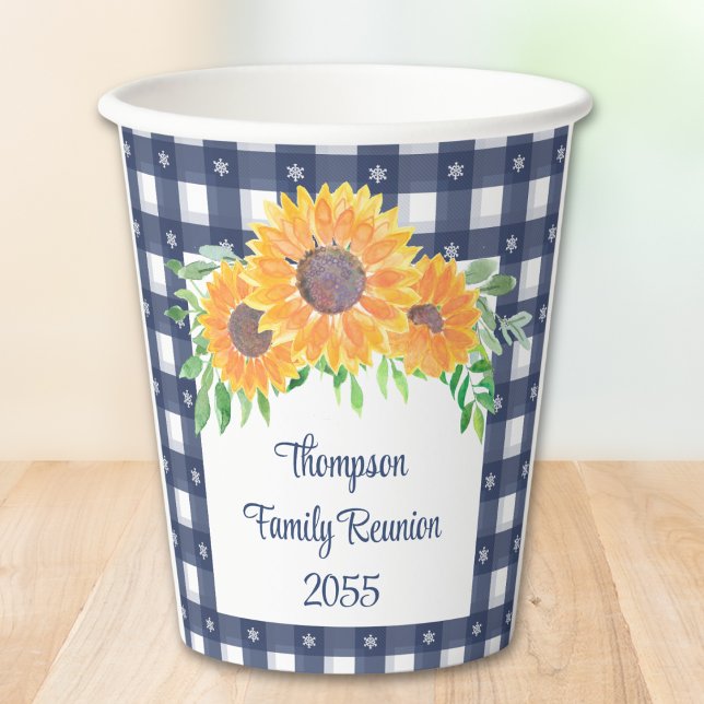 Gobelets En Papier Réunion personnalisée sur la famille de tournesols (Créateur téléchargé)