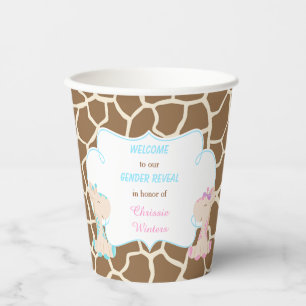 Gobelets En Papier Révélation de genre des petites Giraffes