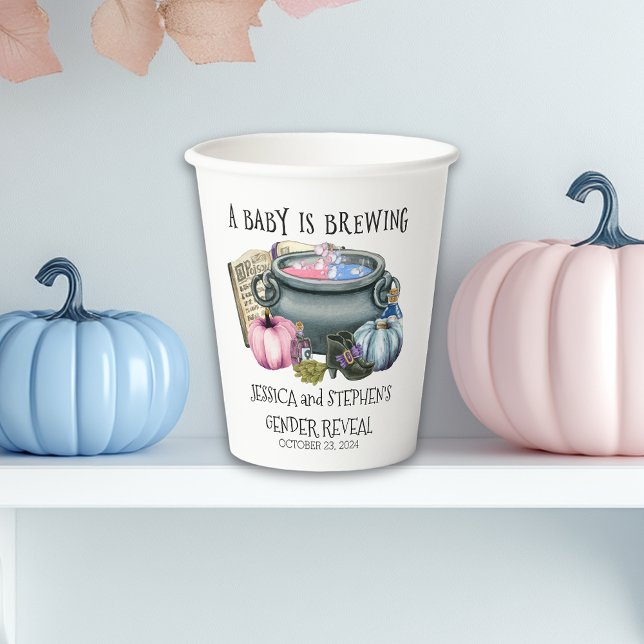 Gobelets En Papier Révéler le genre Le bébé d'Halloween brasse une so (Créateur téléchargé)