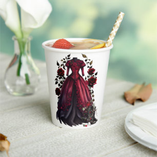 Gobelets En Papier Robe et talons rouges victoriens   Antique Rose Go