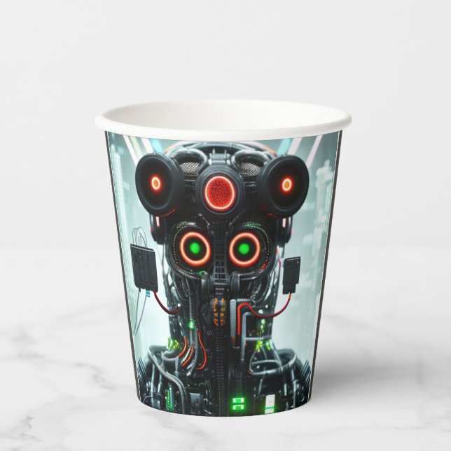 Gobelets En Papier Robot 5 tasses en papier (Recto)