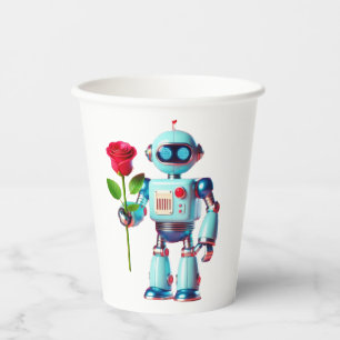 Gobelets En Papier Robot avec Rose