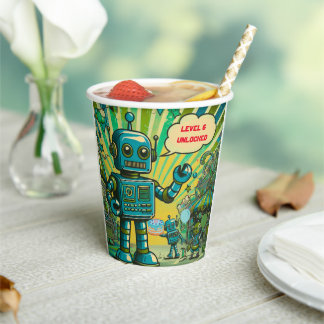 Gobelets En Papier Robot garçon d'anniversaire personnalisable