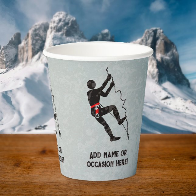 Gobelets En Papier Rock Climber Thème masculin célébration propre tex (Créateur téléchargé)