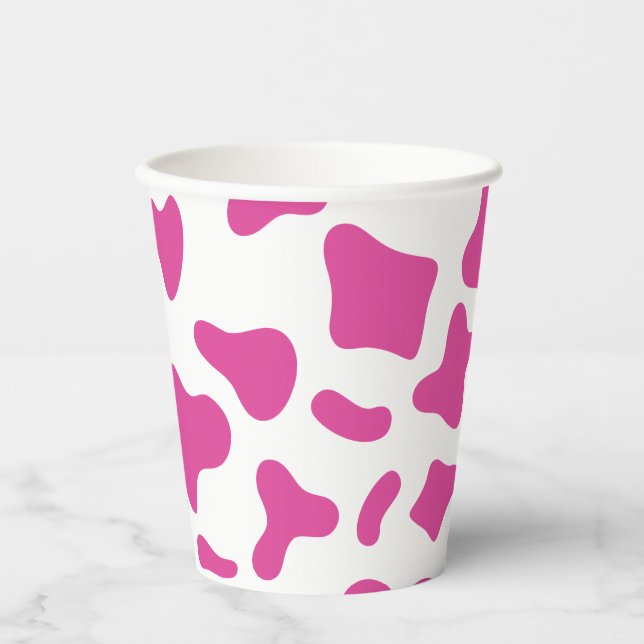 Gobelets En Papier Rodeo Pink Cow Imprimer Occident Anniversaire (Recto)