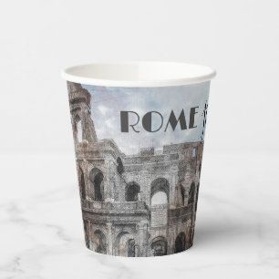 Gobelets En Papier Rome Italie Colisée Voyage Art Vintage