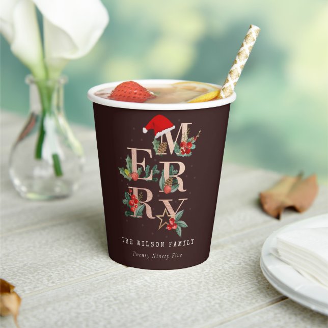 Gobelets En Papier Rose Brown Gold Red Green Joyeux Noël Folio (Insitu)