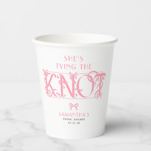 Gobelets En Papier Rose enrubannée Elle Attache le Nœud Chic Baby Sho