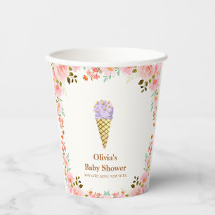 Gobelets En Papier Rose Flower Garden Scoop Baby shower de glace crèm