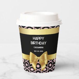 Gobelets En Papier Rose Gold Egypte Géométrique Bow or Joyeux anniver