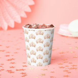Gobelets En Papier Rose Gold Princess Crown Girl Anniversaire