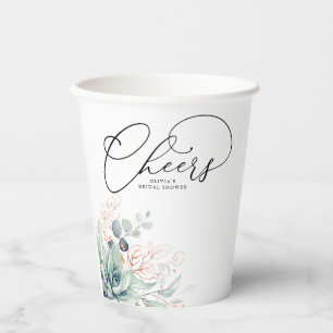 Gobelets En Papier Rose Gold Succulente Feuillage Élégant Moderne