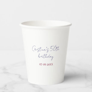 Gobelets En Papier rose gras 50 anniversaire anniversaire ajouter nom