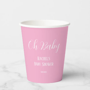 Gobelets En Papier Rose Oh Baby Girl Baby shower Script mignon Modern