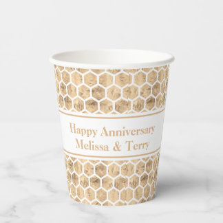 Gobelets En Papier Rose or nid d'abeilles moderne