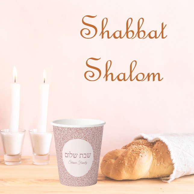 Gobelets En Papier Rose Parties scintillant rose Shabbat (Créateur téléchargé)